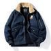 Giubbotto bomber da uomo, foderato in pile, in cotone con imbottitura spessa e calda, stile da lavoro oversize, tasche multiple - Cachi, blu navy, verde militare_voghion.com