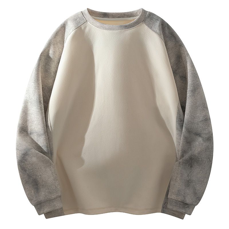 Hoodie autumn and winter new item warm knit round neck loose fashion casual splicing simple top men's clothing_voghion.com