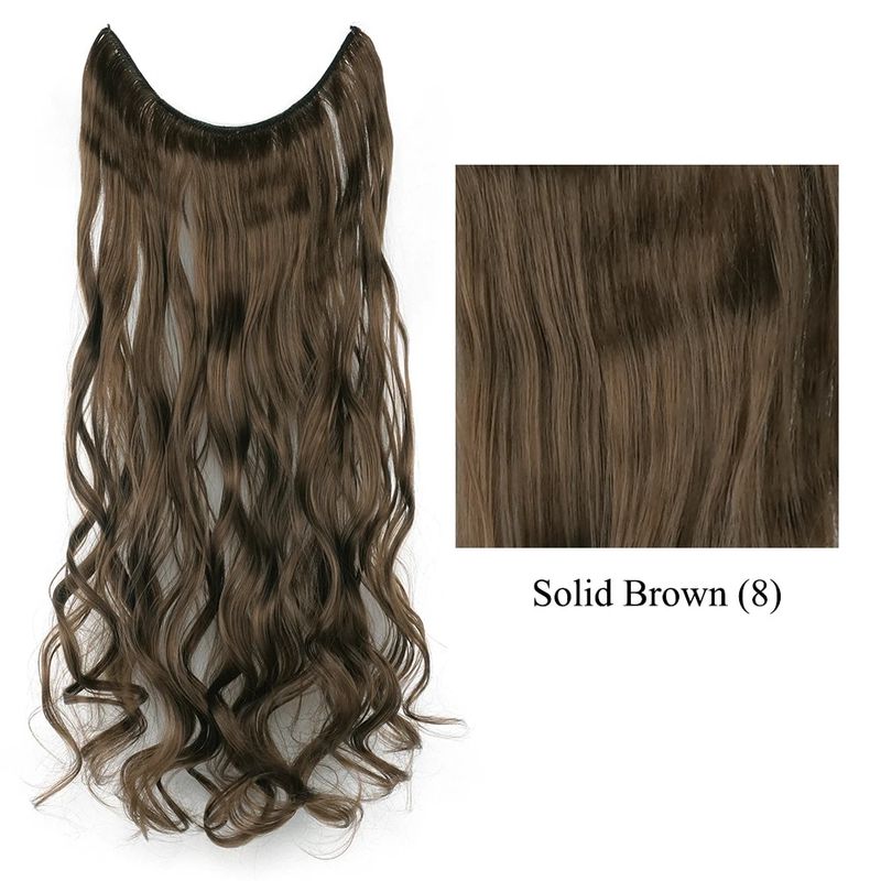 Extensions synthétiques brunes longues et lisses, ligne de poisson, postiche Invisible, accessoires capillaires, Cabelo Perruque Postiche_voghion.com