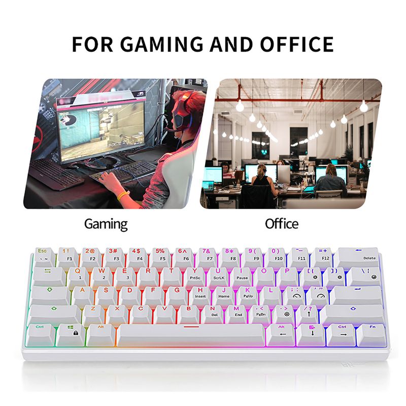 Farfi RK61 Desk Keyboard Sensitive Low Latency Ergonomic Wired Bluetooth-compatible Gaming Mechanical Keyboard For Office_voghion.com