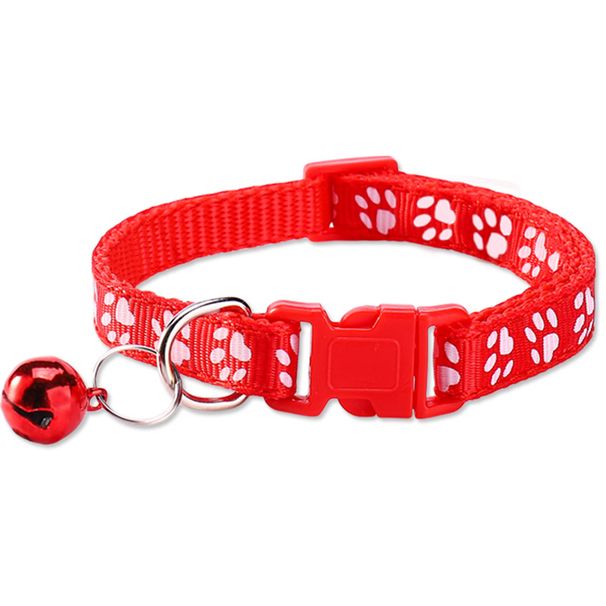 Pet Paw Print Bell Cat Footprint Dog Adjustable Collar In Stock Wholesale_voghion.com
