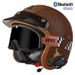 Certyfikowany kask motocyklowy 3C Retro 3/4 z Bluetooth – Prawdziwy skórzany kask z PU do skuterów i cruiserów – Styl vintage dla mężczyzn i kobiet_voghion.com