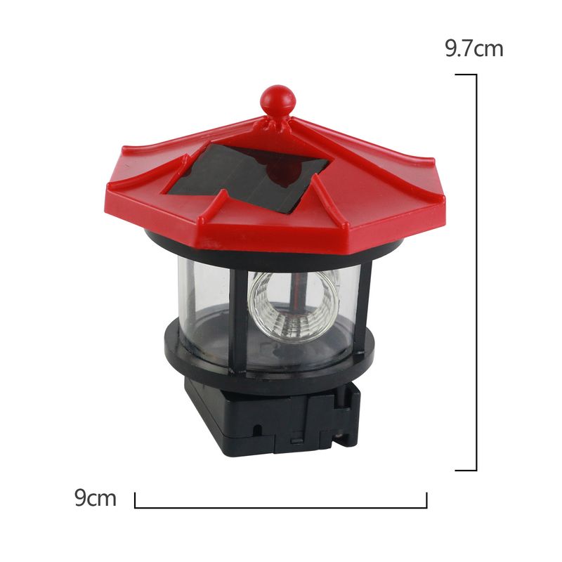 Lampada faro rotante a LED solare - Decorazione da esterno in resina impermeabile per giardino e campeggio, effetto faro a 360°, sensore automatico dal tramonto all'alba_voghion.com