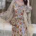 Women's Clothing Fairy Digital Printing Dress With Elegant Temperament And Mesh Outer Robe_voghion.com