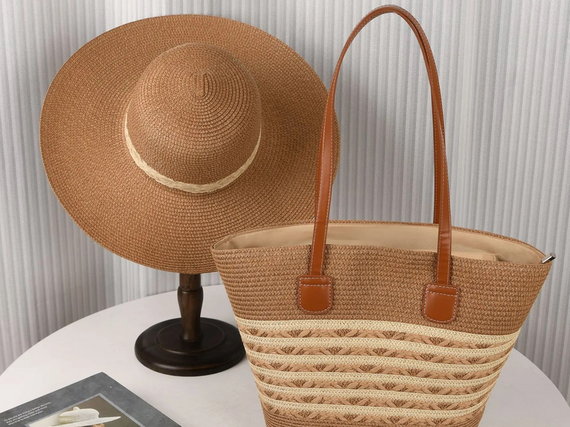 Women's Bags Straw Women's Bag New Summer Fashion Commuter Tote Bag Women's Large Capacity Versatile Woven Shoulder Tote Bag Straw_voghion.com