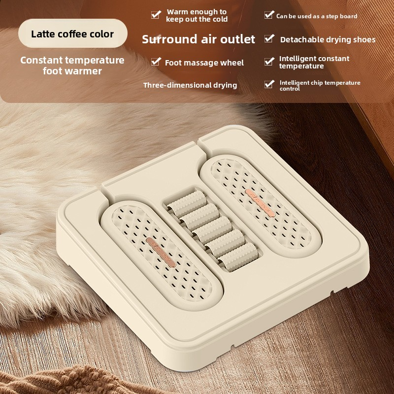 2-in-1 Shoe Dryer & Foot Warmer - 400W Fast Drying, Odor Removal, Adjustable Heat For Home/Office, 220V Global Voltage (Black)_voghion.com