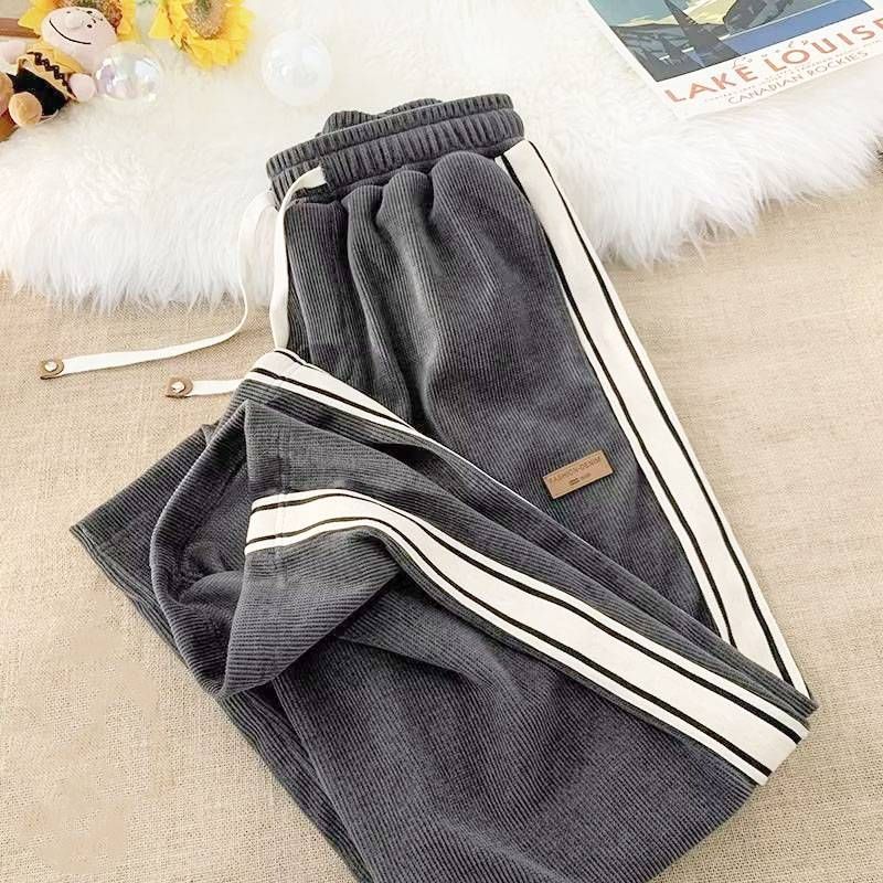 Pantaloni in pile per uomo, autunno e inverno, pantaloni larghi e dritti da uomo, pantaloni casual sportivi da uomo, pantaloni estivi da strada_voghion.com