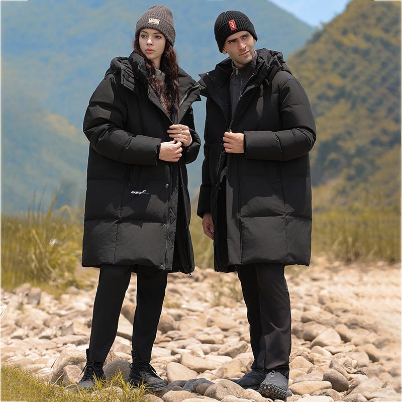 Piumino da uomo slim fit di media lunghezza per coppia – Impermeabile, antibatterico, con potere riempitivo 600+, piumino d'oca bianco (nero, bianco crema, rosso)_voghion.com