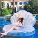 Trendy PVC Inflatable Shell With Balls Pearlescent White Scallop Bed Adult Water Swimming Ring Lounger Float_voghion.com