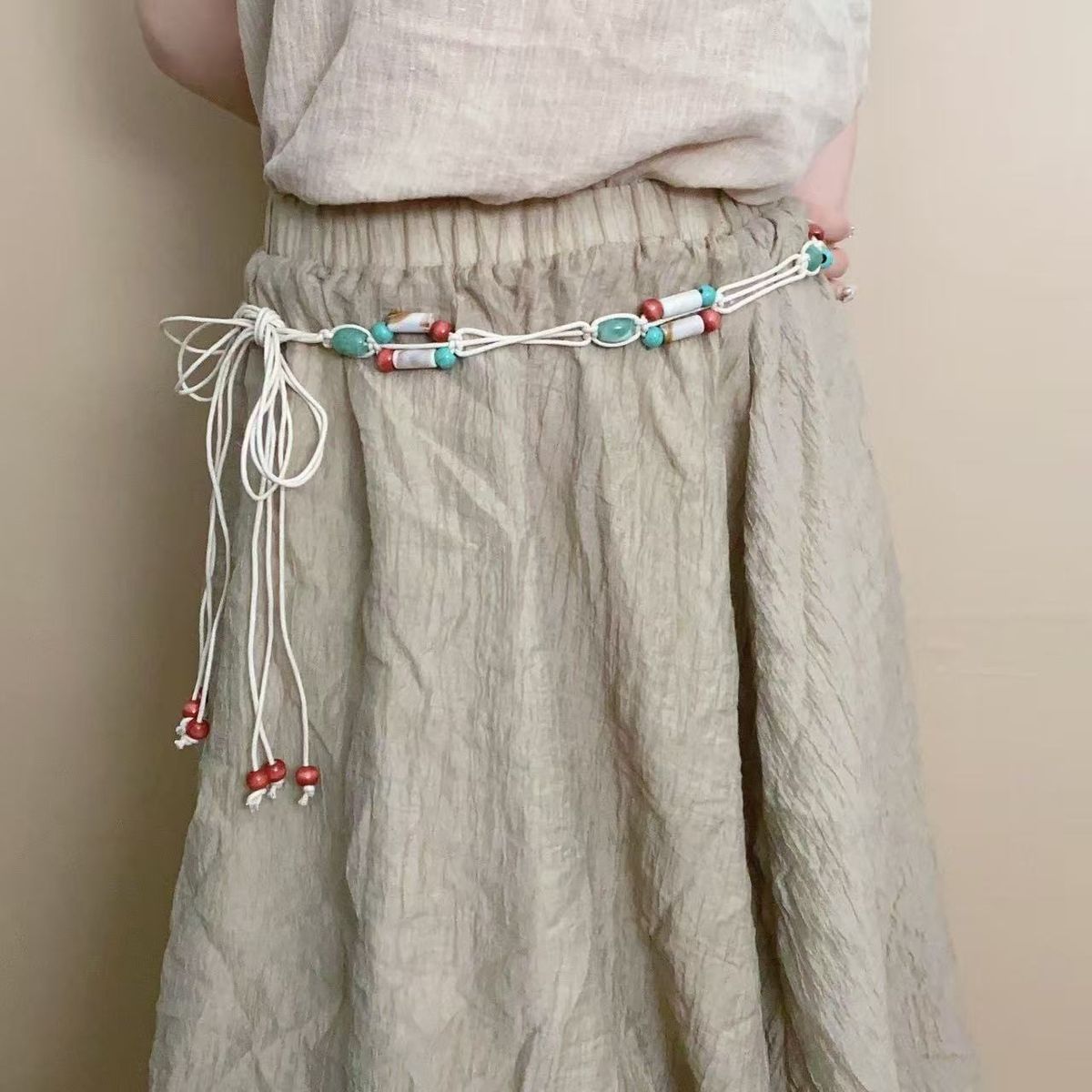 Ethnic Hand-Woven Rope Waist Belt - Retro Style Versatile Chain For Dresses & Casual Wear_voghion.com