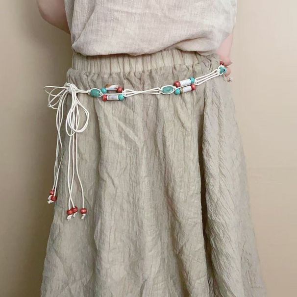 Ethnic Hand-Woven Rope Waist Belt - Retro Style Versatile Chain For Dresses & Casual Wear_voghion.com