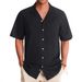 Herrenbekleidung Hemd Herren Casual Kubanischer Kragen Kurzarmhemd Button-Down Baumwolle Sommer Strandurlaub Hawaiihemd Männer_voghion.com