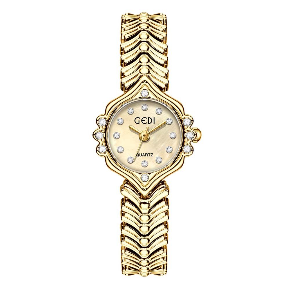 Damen-Quarzuhr, modische Armbanduhr mit Diamanten, Perlmutt-Hilfszifferblatt, Fischschwanzarmband, luxuriöses Design_voghion.com