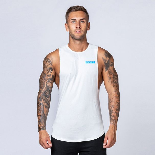 Herren-Fitness-Baumwollweste, atmungsaktives Unterhemd für den Sommersport, schmal geschnittenes, ärmelloses Camisole-Trainingsoberteil_voghion.com
