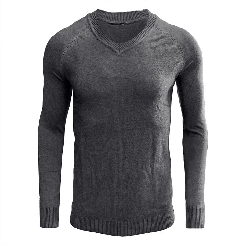 Lichte luxe mode Trendy heren herfst en winter effen kleur v-hals gebreid dieptepunt shirt met lange mouwen 2023 hot modellen_voghion.com