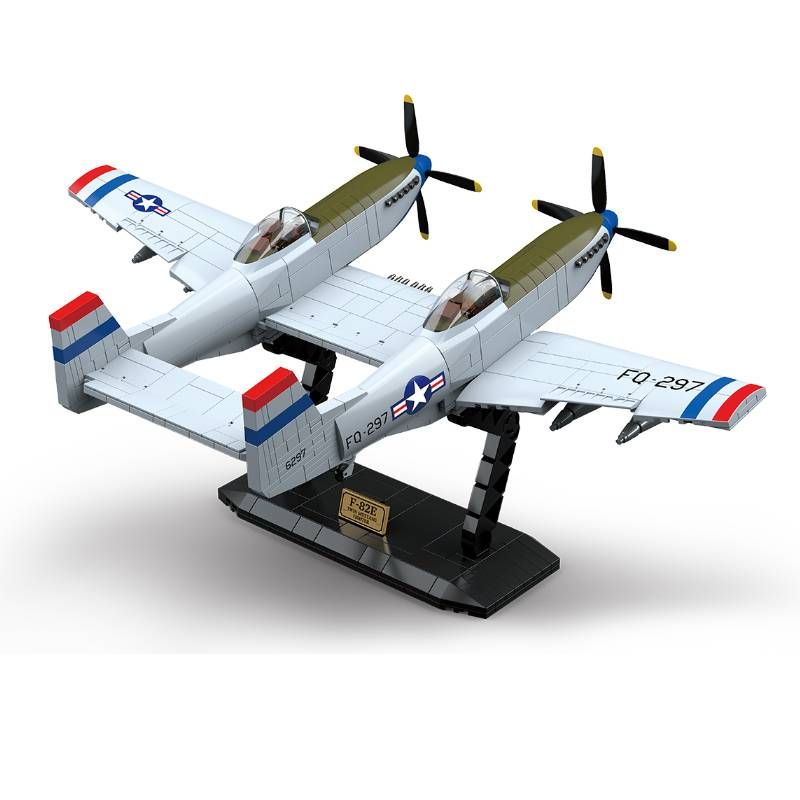 Bloques de construcción, juguetes y adornos de la colección del F-82 Twin Mustang, modelo clásico militar de la Segunda Guerra Mundial_voghion.com