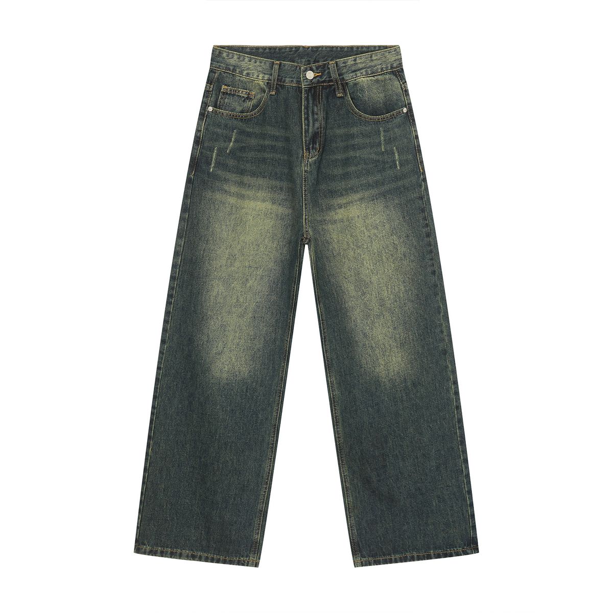 Herrenbekleidung | Neu eingetroffen Retro Distressed Jeansjacke Straight Jeans Set_voghion.com