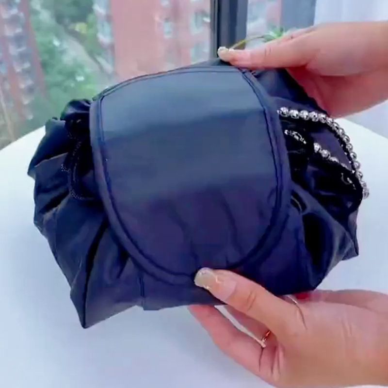 lazy Makeup Bag Lazy Drawstring Makeup Bag Storage Bag Portable Travel Storage Black Makeup Bag_voghion.com