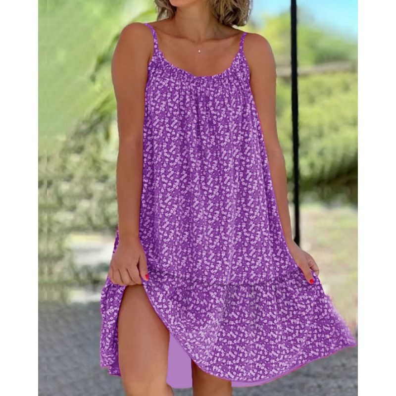 Women's hot style large floral suspender large size dress_voghion.com