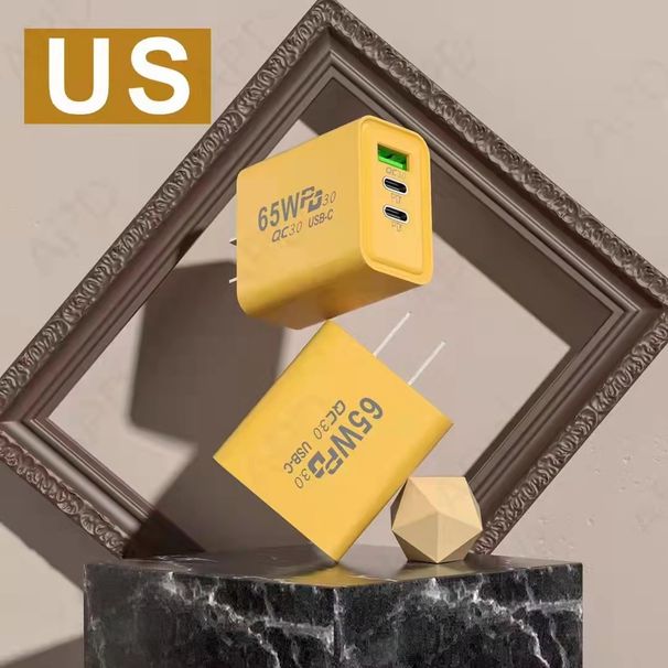 Amerikansk standard Europeisk standardadapter Laddkontakt 65W Laddare Dubbel TYPE-C Dubbel Usb Multi-Port Mobiltelefonladdare_voghion.com