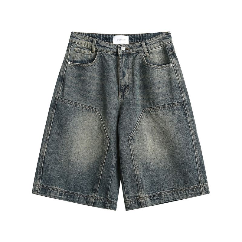 Pantaloni scurți din denim spălați pentru bărbați, vară, noi, pantaloni scurți casual versatile, la modă, pantaloni scurți drepți_voghion.com