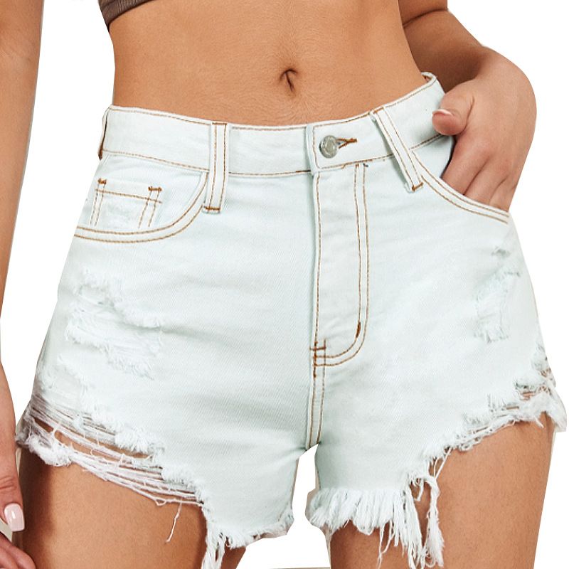 Abbigliamento da donna Pantaloncini in denim Pantaloncini sexy con bordo grezzo strappato da donna Pantaloni corti_voghion.com