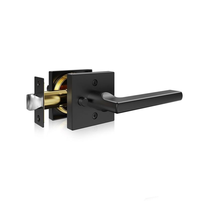 Privacy Door Handle 5PCS Matte Black Square Door Lever Interior Reversible Lever_voghion.com