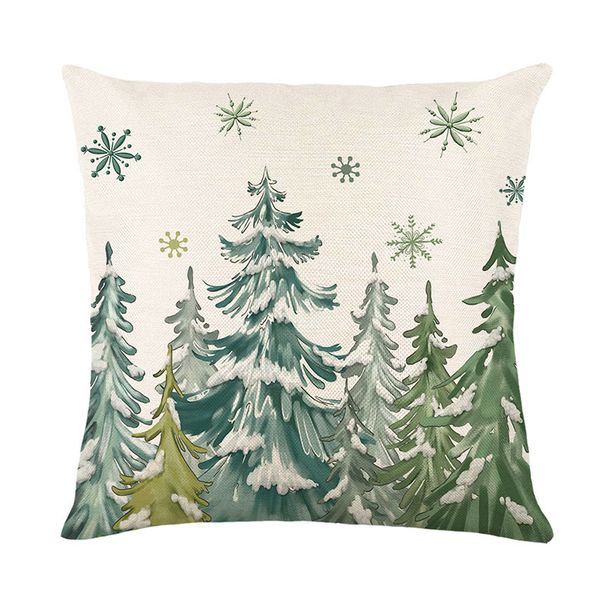 Funda de almohada con estampado navideño, pequeña, de lino fresco, para decoración del hogar, sofá, dormitorio_voghion.com