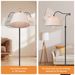 Lampada da terra a sbalzo, lampada da terra a lampadario con braccio girevole regolabile a 180°, con paralume in lino, per soggiorno, ufficio, camera da letto, lettura_voghion.com