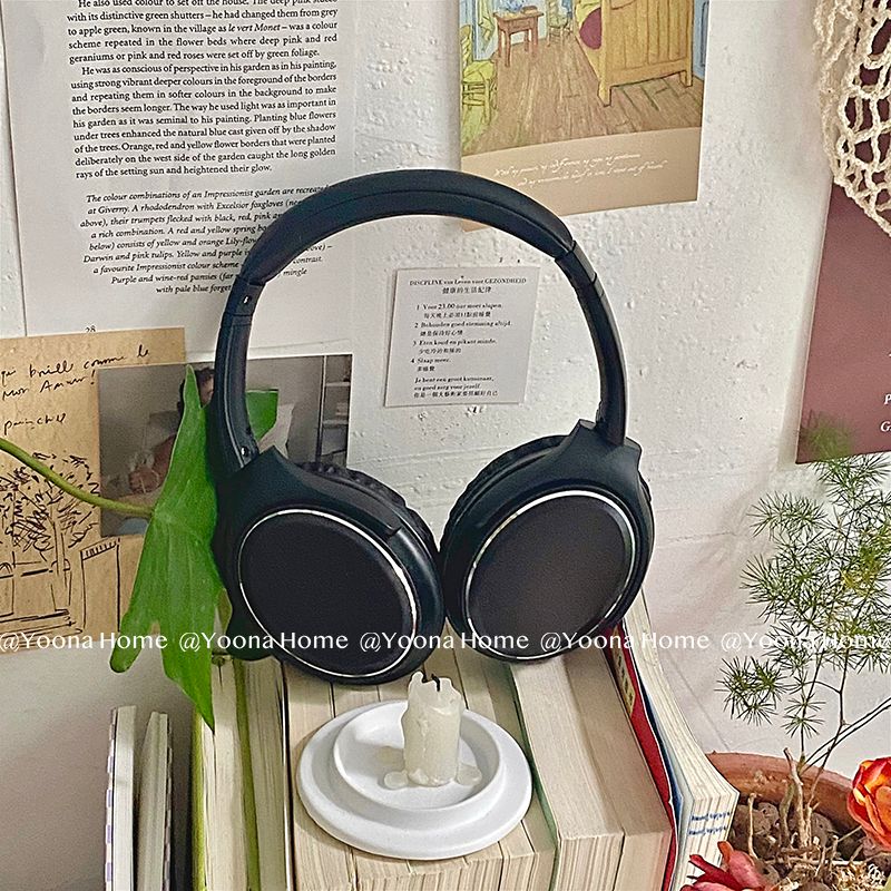 Blogger selwechte Stil Bluetooth 5.3 Versioun Inlandszoll OEM Héich Tounqualitéit Stereo FM Retro Kopfhörer ~_voghion.com