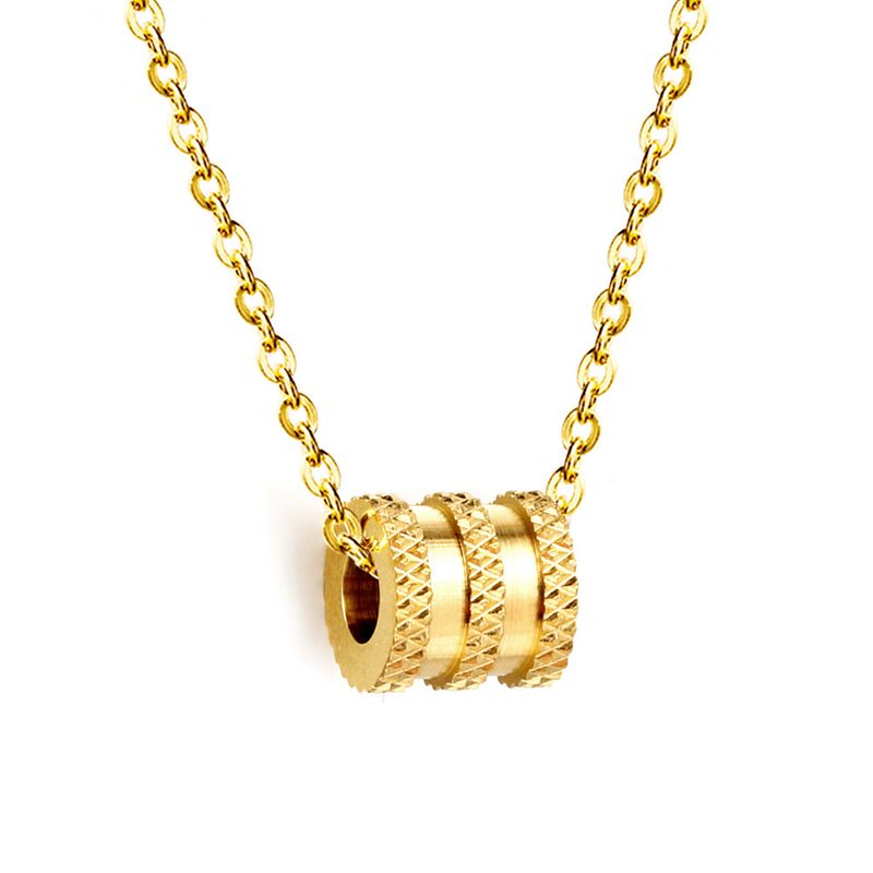 New Fashion Light Luxury Versatile Electroplated Gold Plated Diamond Inlaid Cylinder Pendant Stainless Steel Necklace_voghion.com
