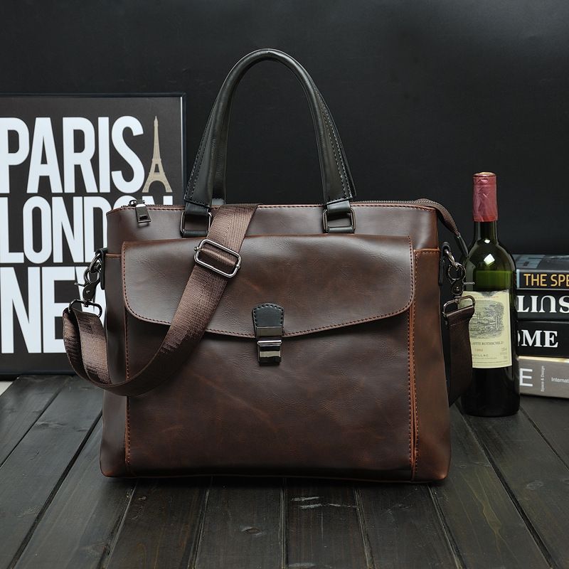 Crazy Horse Handheld-Aktentasche für Herren, leichte Reise-Business-Laptoptasche aus PU-Leder, tragbar für Herren_voghion.com