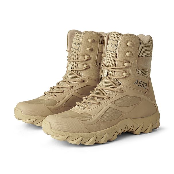 Botas tácticas grandes y transpirables para senderismo al aire libre, resistentes al desgaste, ideales para entrenamiento, combate y para uso en el desierto. Botas altas para hombre._voghion.com
