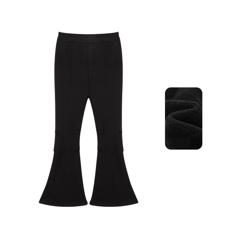 Mother & Kids Amybaby girls pants winter new elastic casual high waist slim all match bell bottom pants_voghion.com