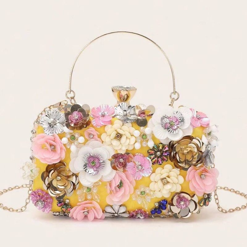 Borse da donna Borsa con paillettes e fiori ricamati a mano Borsa da sera retrò Borsa da banchetto Borsa da sera Piccola borsa quadrata Grande capacità_voghion.com