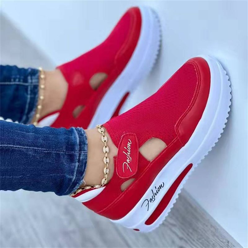 Summer 2025 Fashion Sneakers Women's Flyknit Mesh Breathable Velcro Non-Slip Running Shoes 35-43_voghion.com