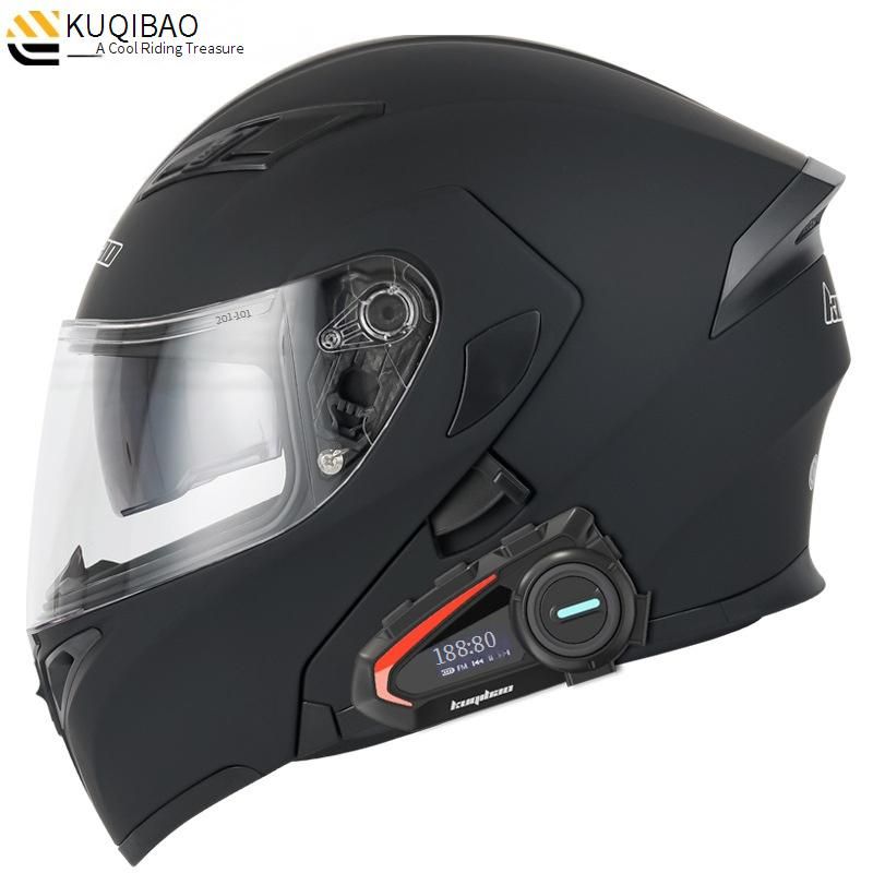 Kask motocyklowy Kuqibao Dual Visor z modułowym systemem Bluetooth K20, długim czasem pracy baterii, certyfikowany kask integralny 3C dla mężczyzn i kobiet_voghion.com