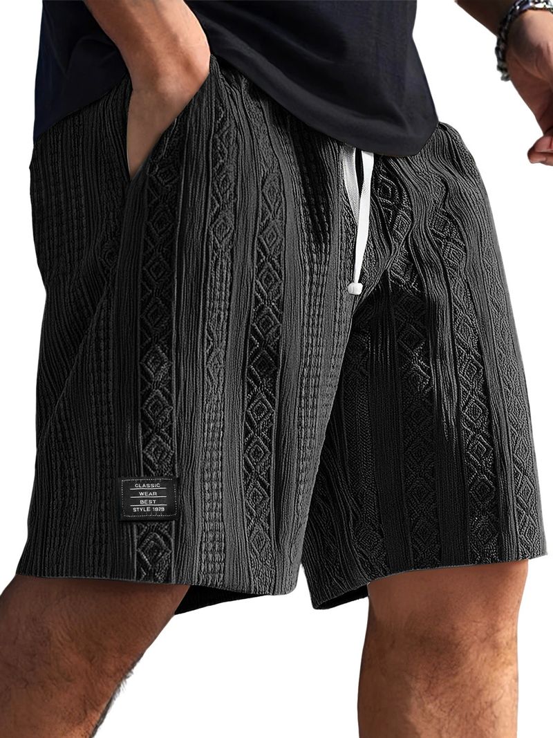 Europäische und amerikanische Herren-Shorts mit Jacquard-Textur und modischem Logo, lässig und bequem_voghion.com