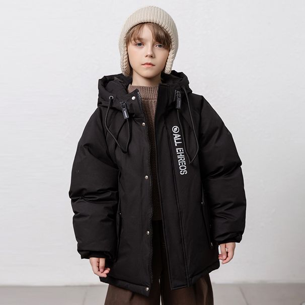 "Boys' Mid-Length Down Jacket – Warm Winter Coat For Kids (3-8Y) | Black/Grey/Dark Blue/Khaki | 130-170cm"_voghion.com