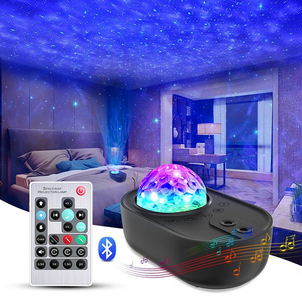 Galaxie Projektor Stärenhimmel Nuetsliicht LED Stärprojektorlampe Bluetooth Lautsprecher Wäisst Geräischer fir Kanner Schlofkummer Heem Party Dekor_voghion.com