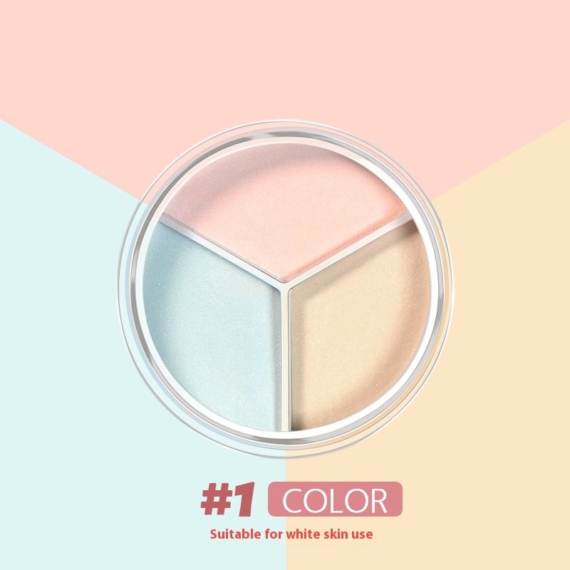Trójkolorowy sypki puder miodowy Perłowy matowy korektor do makijażu, trudny do usunięcia, utrwalający makijaż_voghion.com