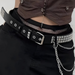 HOT Gothic PU Leather Studded Waist Belts Solid Eyelet Metal Pin Buckle Square Bead Rivet Belt Punk Jeans Decorative_voghion.com