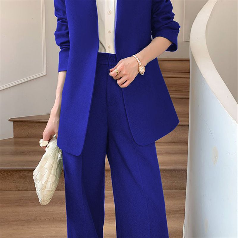 Abbigliamento da donna Completo blu royal Completo due pezzi Nuovo stile Completo da pendolare da donna con design vari colori Giacca opzionale_voghion.com