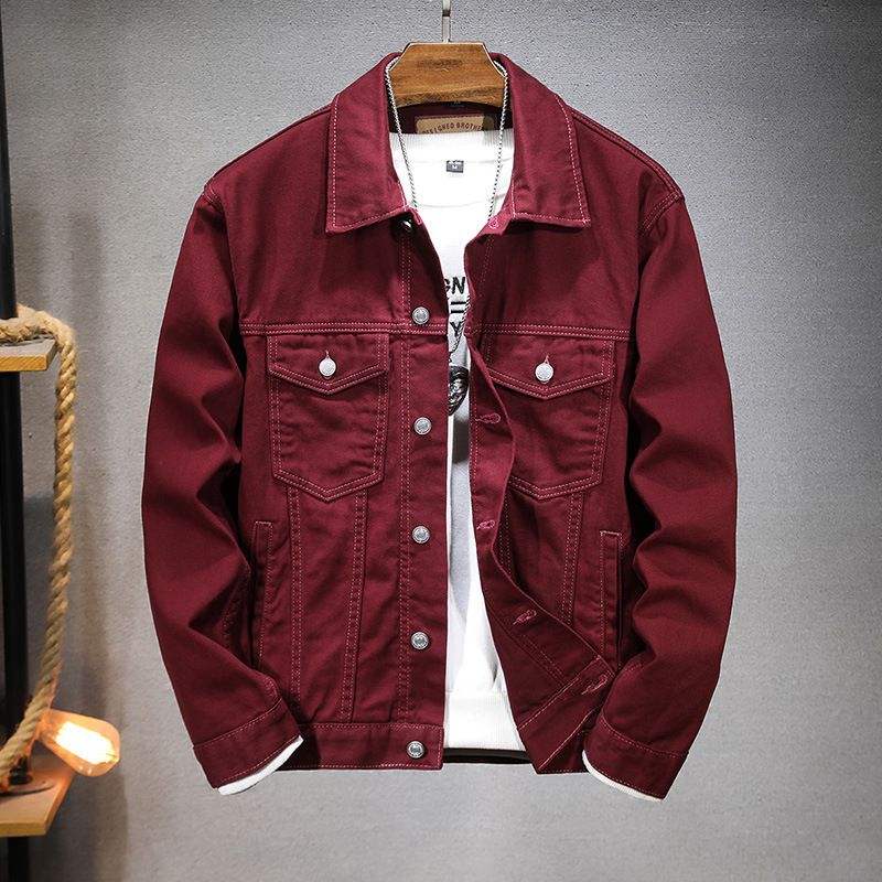 Giacca in denim da uomo autunno, stile street trendy, casual e alla moda_voghion.com
