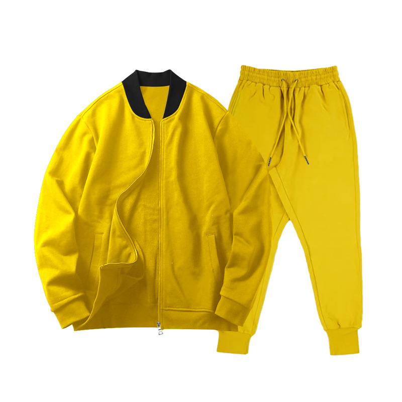 Men's Clothing 2023 Autumn New Solid Color Jacket Men's Spring and Autumn Drop Shoulder Trendy Stand Up Collar Handsome Large Size Men's Suit_voghion.com