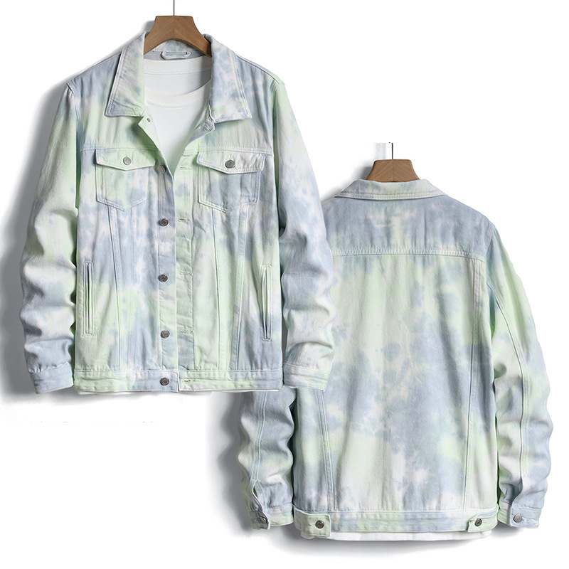 Men's Clothing Trendy Couple Jackets For Spring And Autumn European Style Tie Dyed Cotton Versatile Lapel Denim Jacket_voghion.com