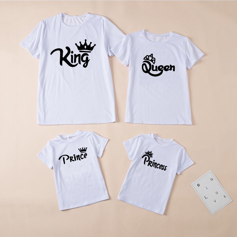 Außenhandel Sommer Eltern Kind Familie Tragen Brief Kurzarm T-shirt Schwarz T-shirt YY0009_voghion.com