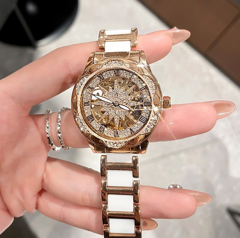 Women's Watches Fashion Sunflower Ladies Mechanical Watch Luminous Hollow Quartz Watch Diamond Delicate Ladies' Watch_voghion.com