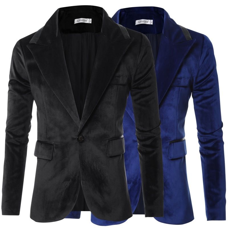 Abbigliamento maschile Velluto Design lucido Slim Suit Giacca da uomo One Button Suit_voghion.com