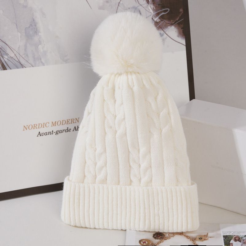 2023 New hat Women's winter Fried Dough Twists knitting hat Korean fashion solid color versatile plush thick ear protection wool hat_voghion.com
